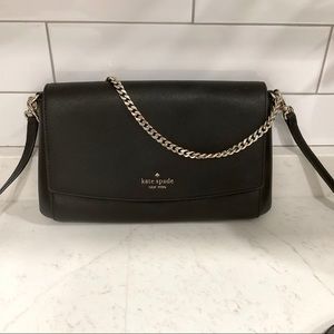 Black Kate Spade crossbody with gold chain